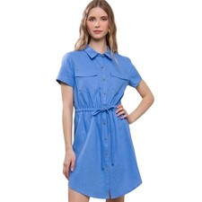 Mini abito Love Tree lino manica corta cravatta vita blu medio Abito Bebè price