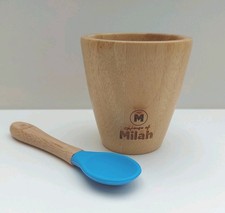 House Of Milah Tazza Bicchiere Bambù Solo Tazza Sippy E Cucchiaio Bambù Silicone Blu Cup-Sippy Cup Bebè price