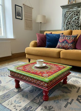 Tavolino indiano Bajot legno basso tavolino basso dipinto rosso altare puja chowki 38 cm Ufficio Side Tavolo price