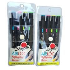 Marcatori Evidenziatori Vintage Scripto Airloc Retrattili 1990 2 Confezioni 8 Marcatori Highlighter Penna price