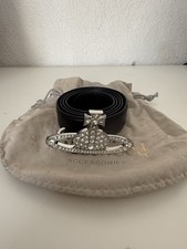 Cintura in pelle Vivienne Westwood Crystal Orb fibbia nero argento - taglia large Cintura Donna price