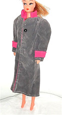 B313 - BARBIE / KEN 70s cappotto long jacket velluto grigio e rosa raro Long Cappotto price