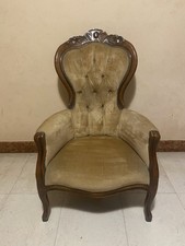 Poltrona Vintage Bergère  In Legno Massello E Imbottitura In Tessuto Poltrone e bergère price