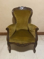 Poltrona Vintage Bergère  In Legno Massello E Imbottitura In Tessuto Poltrone e bergère price