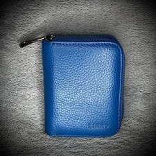 Porta carte RFID LINNO - pelle blu - portafoglio con zip - contiene 20 carte Supporto per Card Unisex price