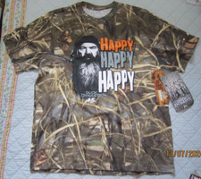 T-shirt uomo manica corta casual stampa logo A&E Duck Dynasty "HAPPY" nuova con etichetta T-shirt e felpe outdoor price