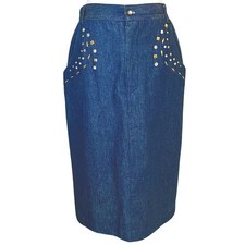 Gonna a matita vintage anni 80 denim borchiata con passanti per cintura Petite taglia 2 Jeans / Denim Gonna price