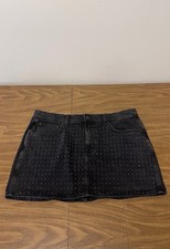Minigonna nera denim strass filo universale taglia 16 donna Jeans / Denim Gonna price
