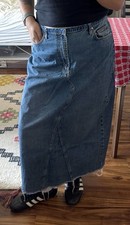 Maxi gonna donna blu denim cotone su taglia 10 tasche orlo grezzo Jeans / Denim Gonna price