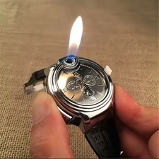 Accendino Gonfiabile Orologio Esterno Moda Metallo Gas Antivento Portatile Fiamma Aperta Lighter price