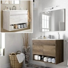 Arredo mobile bagno rovere scuro o sbiancato sospeso 80 cm lavabo e colonna /38 Lavabo price