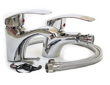 COPPIA MISCELATORI BIDET + RUBINETTO LAVABO BAGNO CROMATO MONOCOMANDO FLESSIBILI Lavabo price