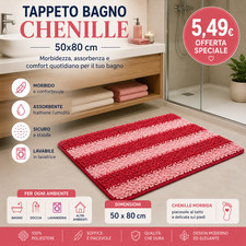 Tappeto Bagno Chenille 50x80 Antiscivolo Morbido Assorbente Doccia Rosso Bordeau Bagno Tappeto price