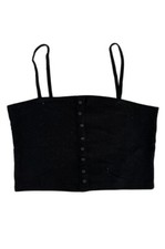 PRIMARK top crop maglia canotta corta nero bottoni ragazza donna tg M Canotta Top Ragazza price