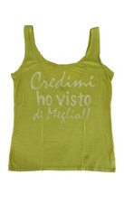 BENETTON top canotta verde scritta umoristica sport ragazza donna tg L Canotta Top Ragazza price