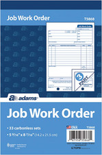 Adams Job Work Order Book, 3 parti senza carbonio, bianco/canarino/bianco, 5-9/16 x 8-7/1 Pre-printed Forms & Quaderni price
