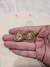 ORECCHINI POST vintage SWAROVSKI triangolo cristallo trasparente tono oro firmati cigno Swarovski Orecchini price
