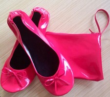 Rosa Acceso Roll-Up Piegato Ballerine Basse After Party Scarpe Tasca + Free Ballerine price