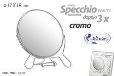 SPECCHIO INGRANDITORE DOPPIO BAGNO TRUCCO TONDO METALLO  2 FACCE 3X CROMO 17*19 Bagno Specchio price