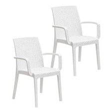 Set 2 | 4 Sedie con Braccioli Effetto Rattan BIANCO Cucina, Giardino VEROARM930F Set Soggiorno & Lounge price