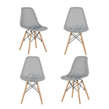 SEDIA IN POLIPROPILENE gambe in legno SET da 4 sedie GRIGIO design moderno Set Soggiorno & Lounge price