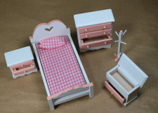 Set camera da letto asilo vintage 5 pezzi casa delle bambole Concord miniatura NOS Set Fototessili per La Camera da Letto & Dowry price