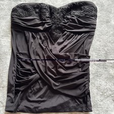 Top donna nero bustier con ricami e perline scintillanti marca XOXO floreale taglia M Bustier price