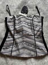 White House Black Market bustier/top donna bianco e nero borchie argento taglia 0 Bustier price