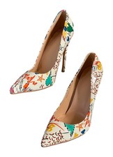 Scarpe stiletto decolte a punta tacco alto stampa graffiti bianche multi EU 38UK5 Scarpe Alto-heeled price