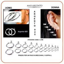 Orecchini Cerchietto Cerchio in Argento 925‰ Uomo-Donna Misure da 1.2x 8 A 50 mm Orecchini in argento price