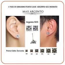 Orecchini Brillantino Punto Luce Zircone Lobo Quadrato in Argento 925‰  Unisex Orecchini in argento price