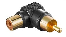 ADATTATORE RCA 90° AUDIO NERO MASCHIO FEMMINA ORO angolato M F cavo prolunga pc RCA Cavo price