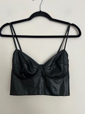 Crop top corsetto Stradivarius nero in ecopelle - taglia M Corset Donna price