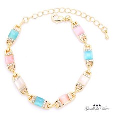 BRACCIALETTO CAVIGLIERA CATENINA GANCIO REGOLABILE PIETRE CUBETTI DIAMANTI Diamante Bracciale price