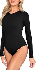 BODY MANICA LUNGA GIROCOLLO PERIZOMA SNAP ELASTICIZZATO BODY - NERO TESSUTO S: OU Bodysuit Donna price