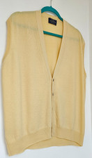 Gilet cardigan smanicato Valentini Uomo 100% lana, taglia 54, giallo Cardigans Uomo price