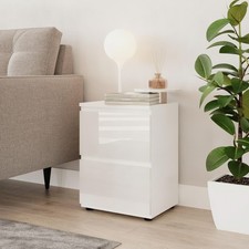 Comodino Urbnliving 49 cm lucido 2 cassetti camera da letto moderno contenitore bianco Camera Nightstand Bebè price