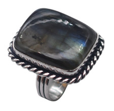 Anello argento antico pietra preziosa naturale labradorite misura USA-5,5 R 5000 Argento Anello price