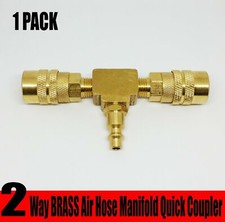 2 Way Air Hose Manifold Quick Coupler Connector Brass Fitting Adapter Splitter Connector price