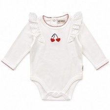 Body coniglio orso biologico bianco ciliegia con volant 3-6M bambina Bodysuit Ragazza price