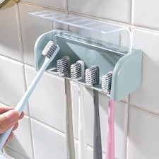 Un Portaspazzolino da Denti Coperto a 5 Slot, Portaspazzolini da Parete Autoadesivo, Supporto per Toothbrush price