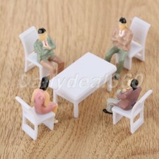 Tavolo e sedie plastica bianca casa delle bambole miniatura caffè pub giardino scena decorazione 1:50 Set Cafe & Canteen Tavolo price