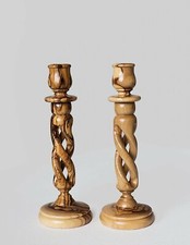 Coppia di portacandele in legno d'ulivo a rotazione cava Set Fotocamera da Letto price