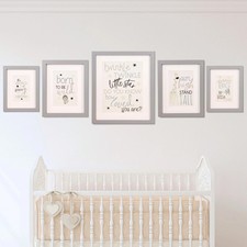 Set 5 stampe asilo animali con cornice arte da parete bambini cameretta set quadro Set & Bambini Camera Bebè price