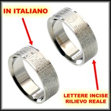 Anello Croce AVE Fascia Nostro Padre MARIA Preghiera Acciaio Uomo Donna ITALIANO Anello uomo price