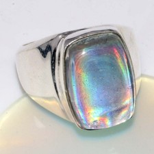 Anello uomo in argento 925 placcato vetro dicroico finitura fine US 9 gioielli artigianali GW Anello uomo price