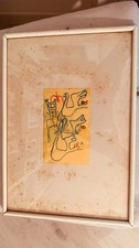 Piccolo disegno pennarello (?) su carta. Astratto. Cigni, mani o piedi, scala. Disegno Carta price