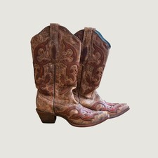 Stivali western Corral vintage in pelle marrone invecchiata ricamati punta aperta 8,5 m Stivali outdoor price