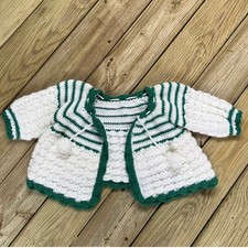 Maglione cardigan bambina bianco e verde fatto a mano taglia L Cardigan Ragazza price