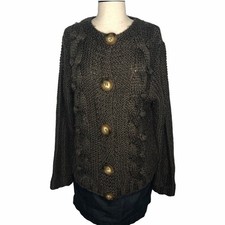 Maglione cardigan One Girl Who maglia grossa misto lana marrone bottoni oversize M Cardigan Ragazza price